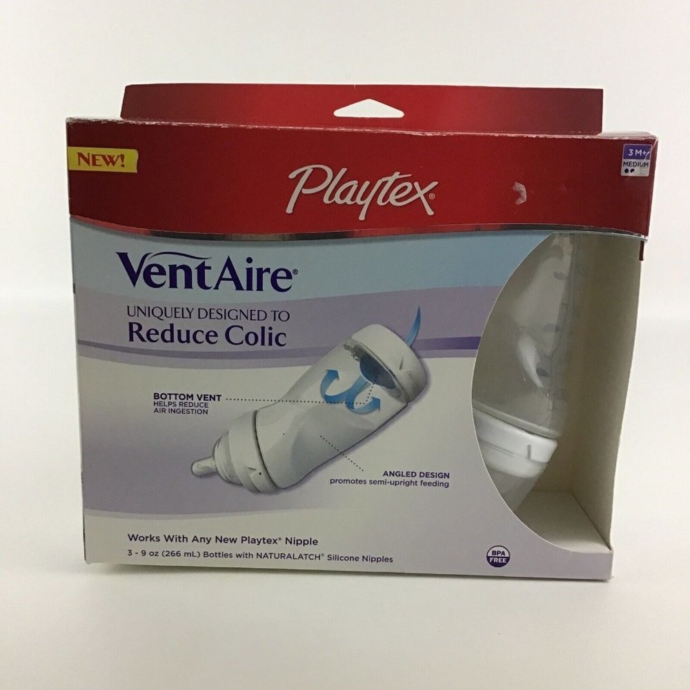Playtex Vent Aire Bottle Set Bottom Vent Angled Design Naturalatch Reduce Colic